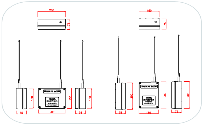 YH-RF300 TX Dimensions