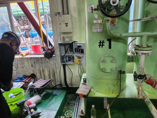 Piping installation for leak detection sensors beneath the kerosene storage tank at the power plant