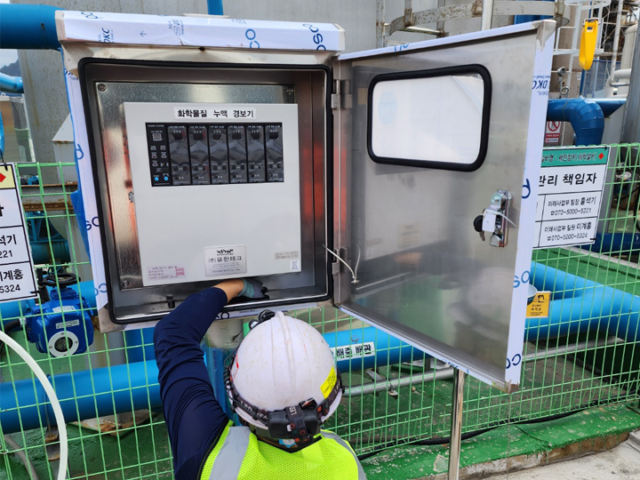 Completed overview of the outdoor hydrochloric acid tank leak detection system