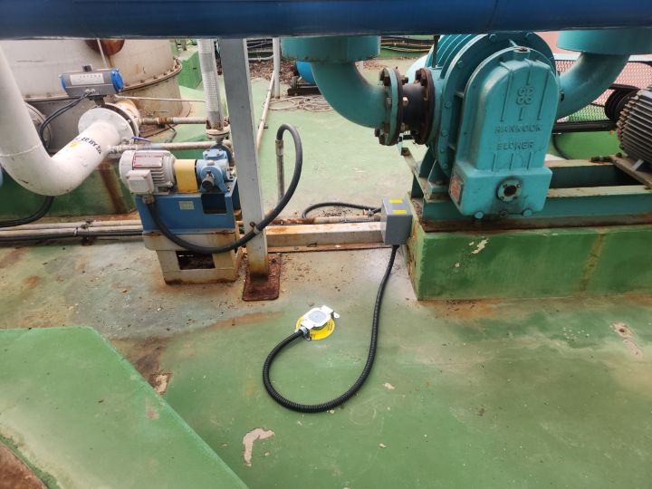 Point sensor installed at the expected leak collection point inside the containment area