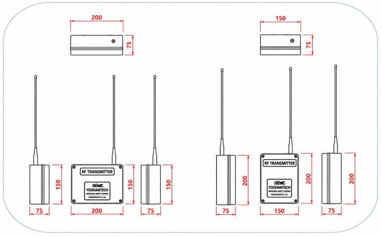 YH-RF300 TX Dimensions
