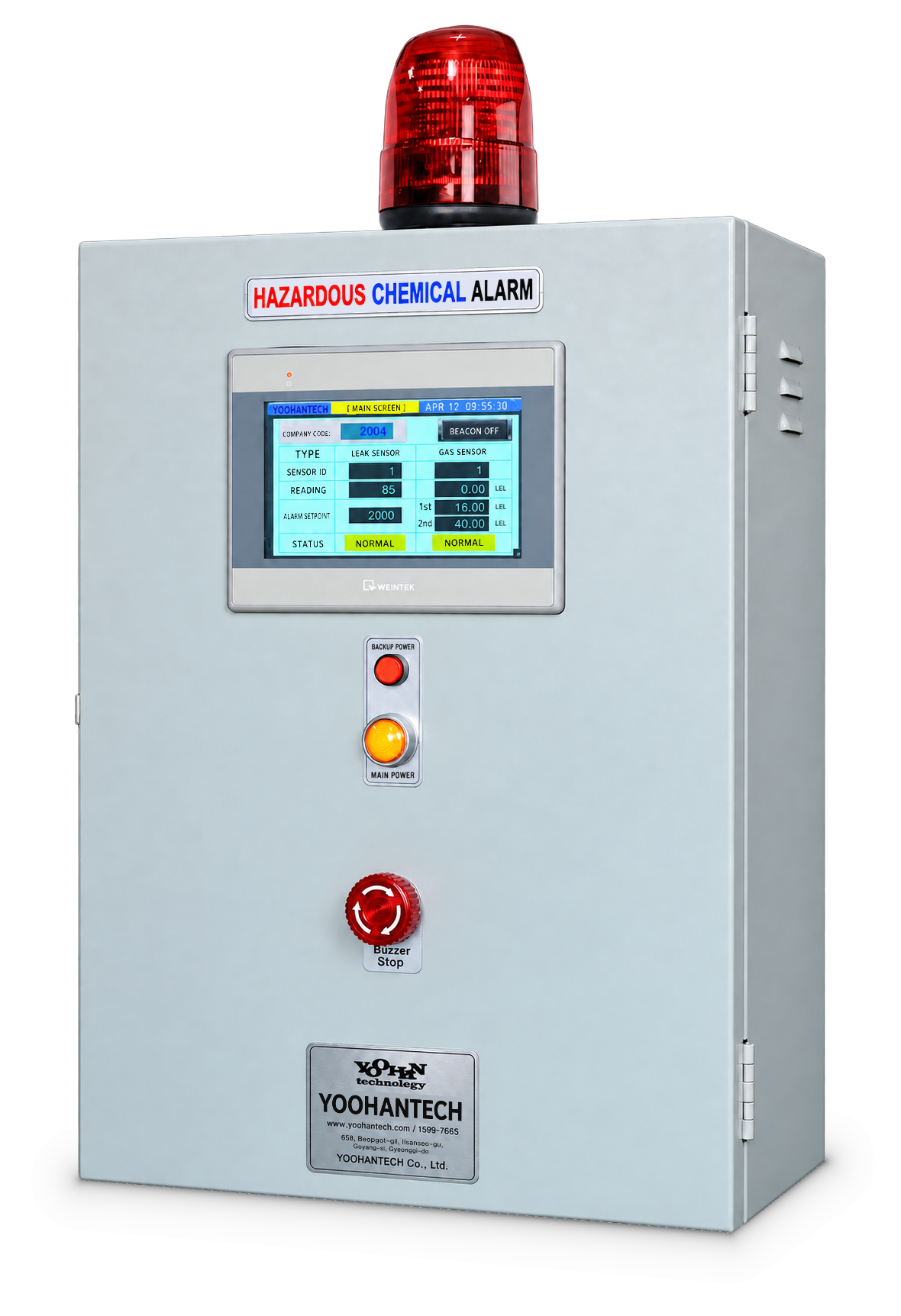 Yoohantech Touchscreen Leak Alarm Receiver with Ethernet Server Transmission (YH-TS600HP)
